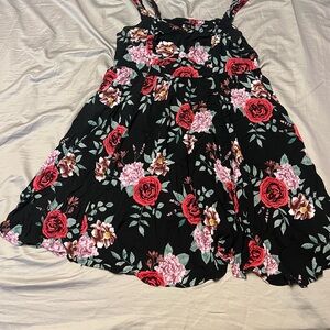 Torrid size 2 Black Dress with Red and Purple Floral Pattern